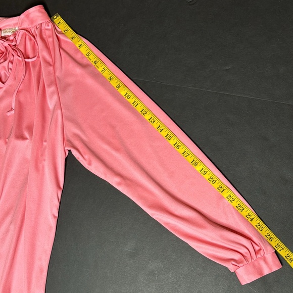 Vintage Pink Long Sleeve Polyester Blouse - Picture 12 of 16